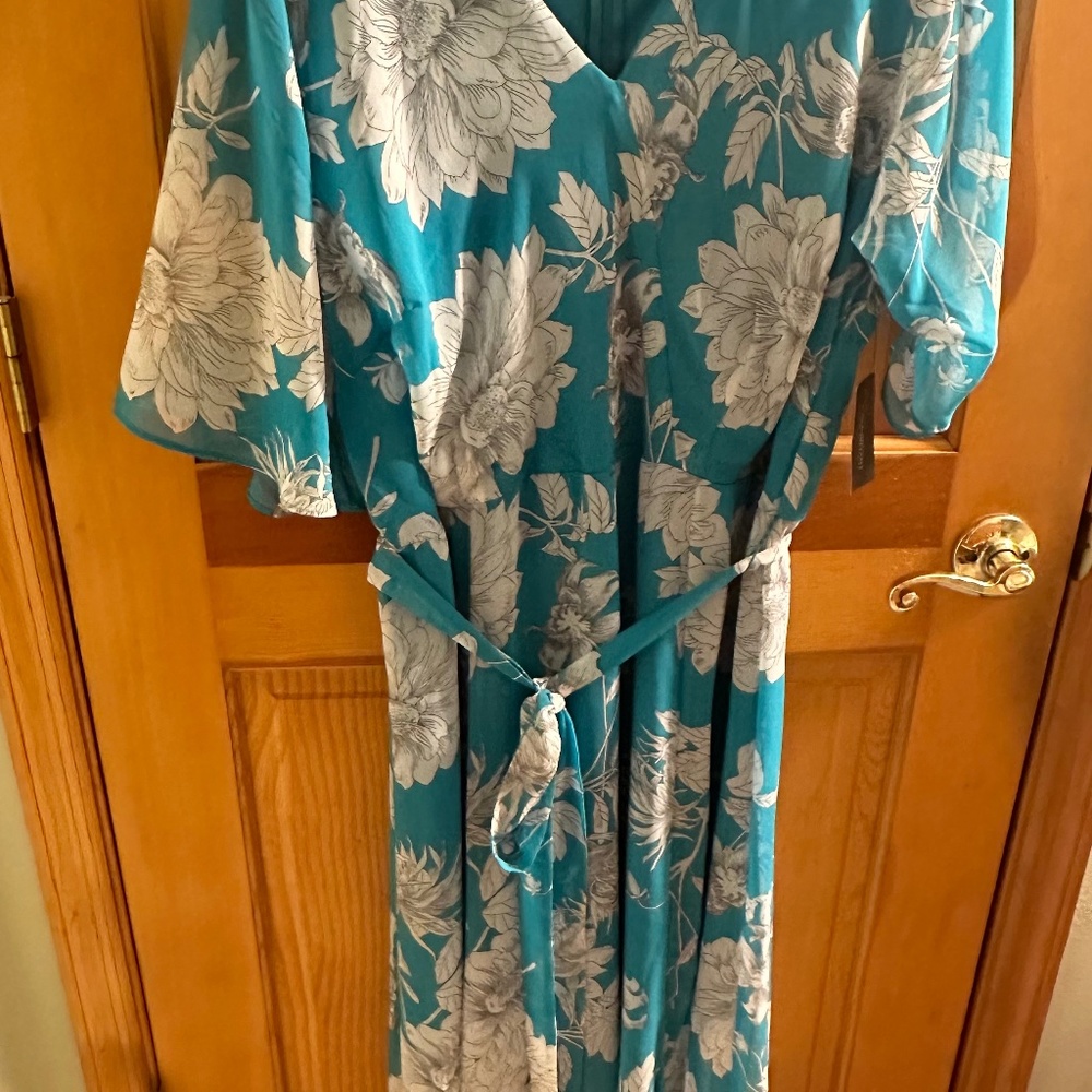 Turquoise with white floral maxi